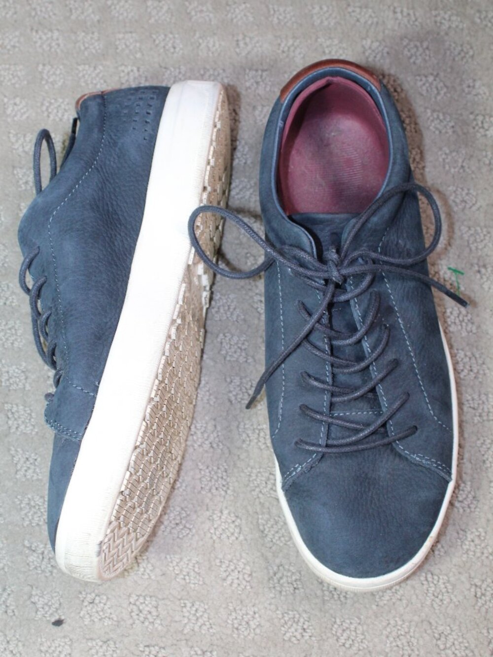 Mozo Mavi Size 7 Blue Nubuck Leather Laced Up Low Top Sneakers